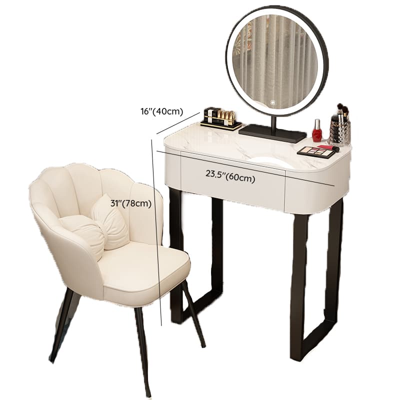 Casual Small/Standard Vanity Set with White Chair, Iron Frame, Drawer, and Mirror Lights - image 11