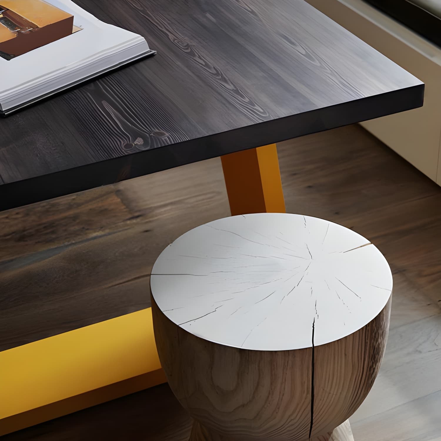 Contemporary Rectangle Dining Table Solid Wood Top Table with Sled Base - image 5