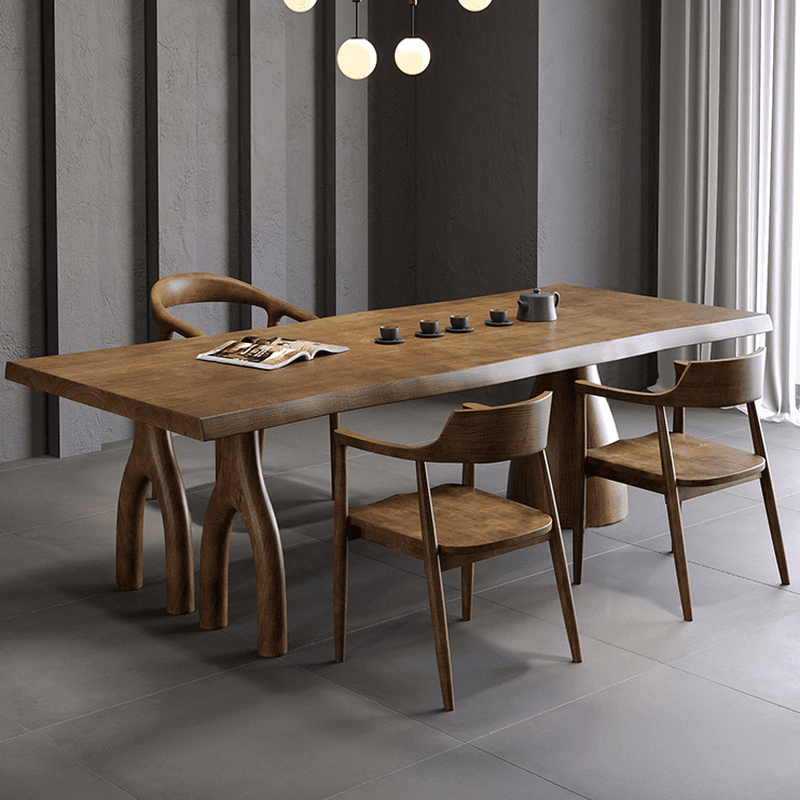 Amber Wood Pine Wood 3-Legged Dining Table Set - image 4