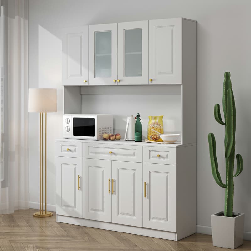 White Modern Wood Sideboard with Drawer and Cabinet with Adjustable Shelves - image 4