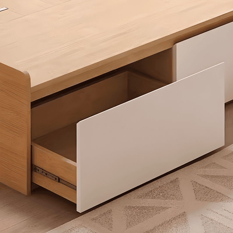 Natural Color Solid Color Bookcase Bed with 3 Storage Boxes for Bedroom - image 3