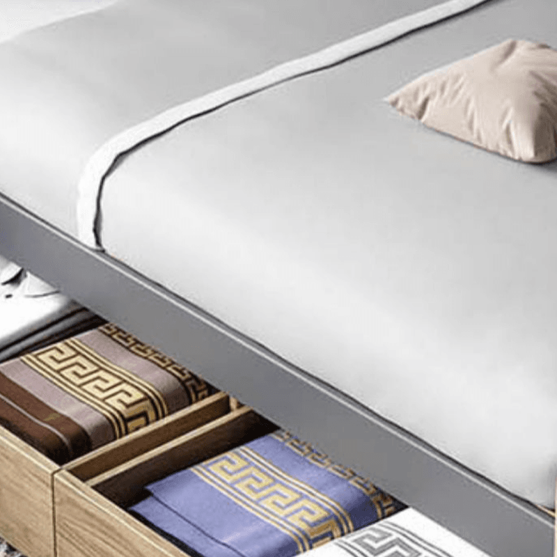 Solid Color Storage Included Panel Bed with 3 Storage Boxes and Panel Headboard - image 3