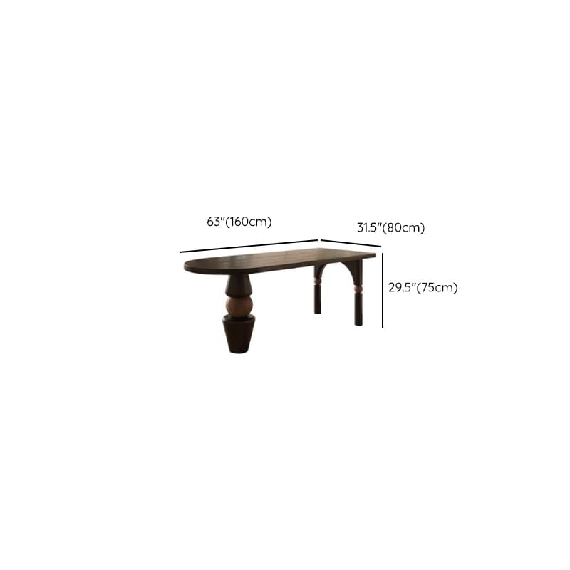 Curved Line Wood Slab Dining Table Set with Three Legs - image 10
