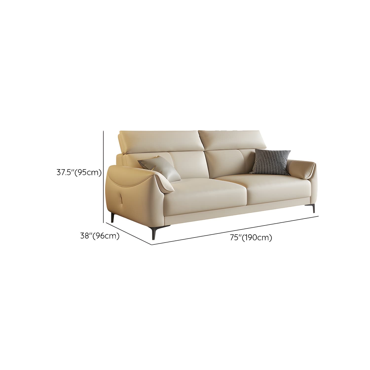 Modern Beige Genuine Leather Sectional Sofa with Adjustable Headrest - image 10