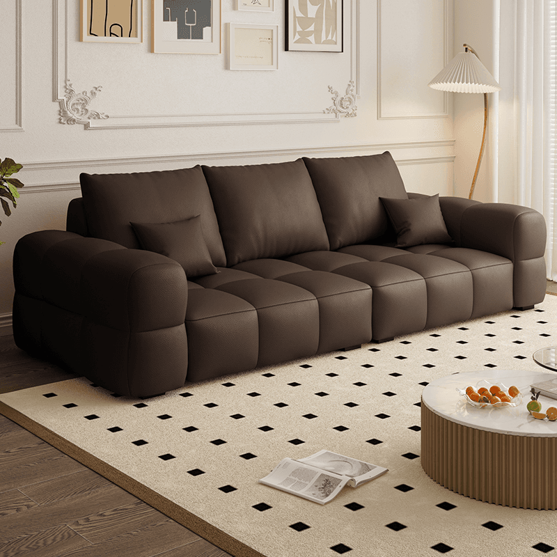 Contemporary Solid Color Tear Resistant Standard Sofa in Light Gray/Ivory/Coffee for 5/4 with 2 Pillows - image 3