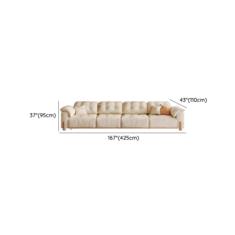 Modish Solid Color Scratch-durable Standard Sofa/Single Sofa in Off-White, Seats 4/2-seater/3 with 2 Pillows - image 20