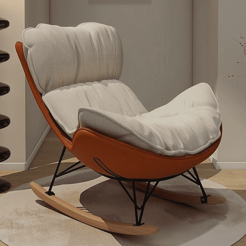 Scandinavian Upholstered Rocking Couch Chair with Padded & Anti- Dumping design - image 8