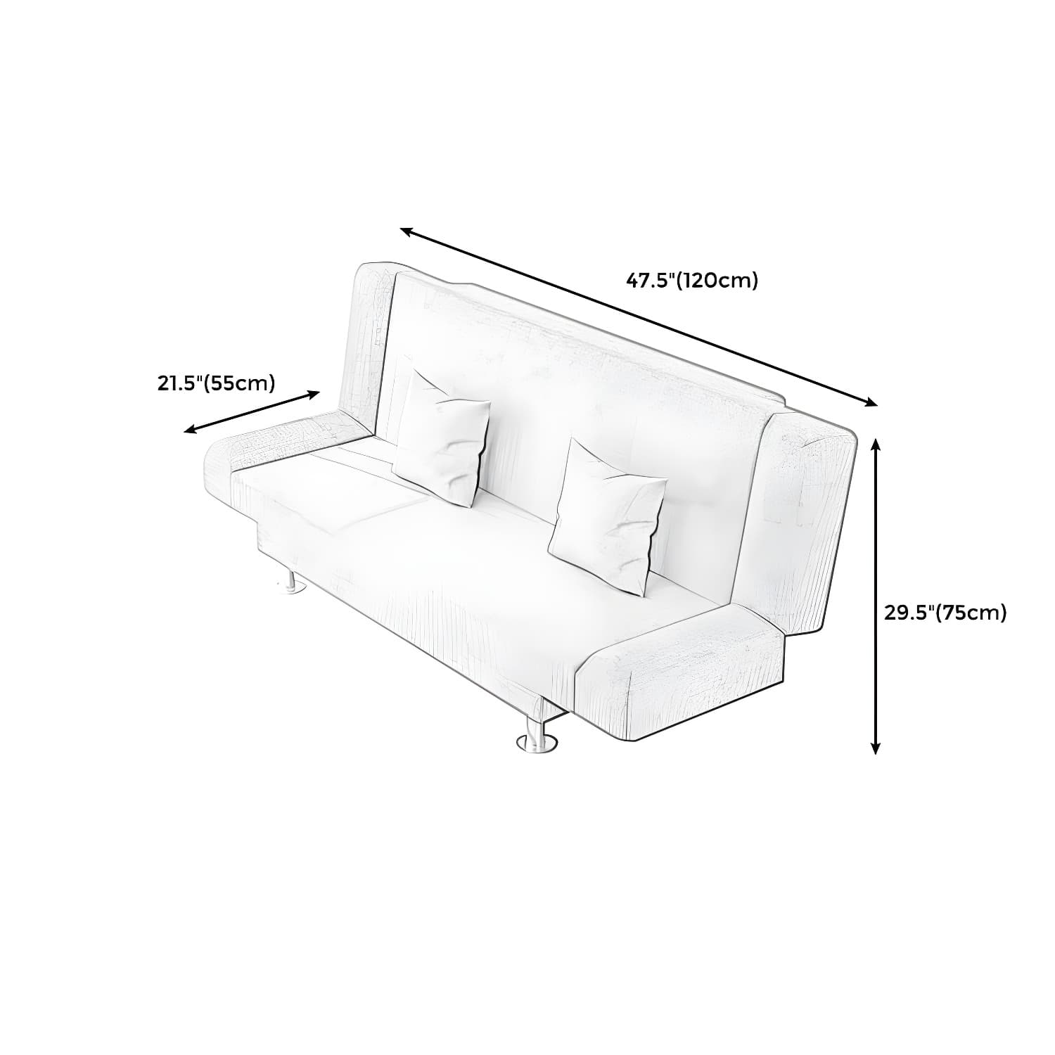 29.53"H Linen Armless Convertible Sleeper Sofa Bed for Living Room - image 24