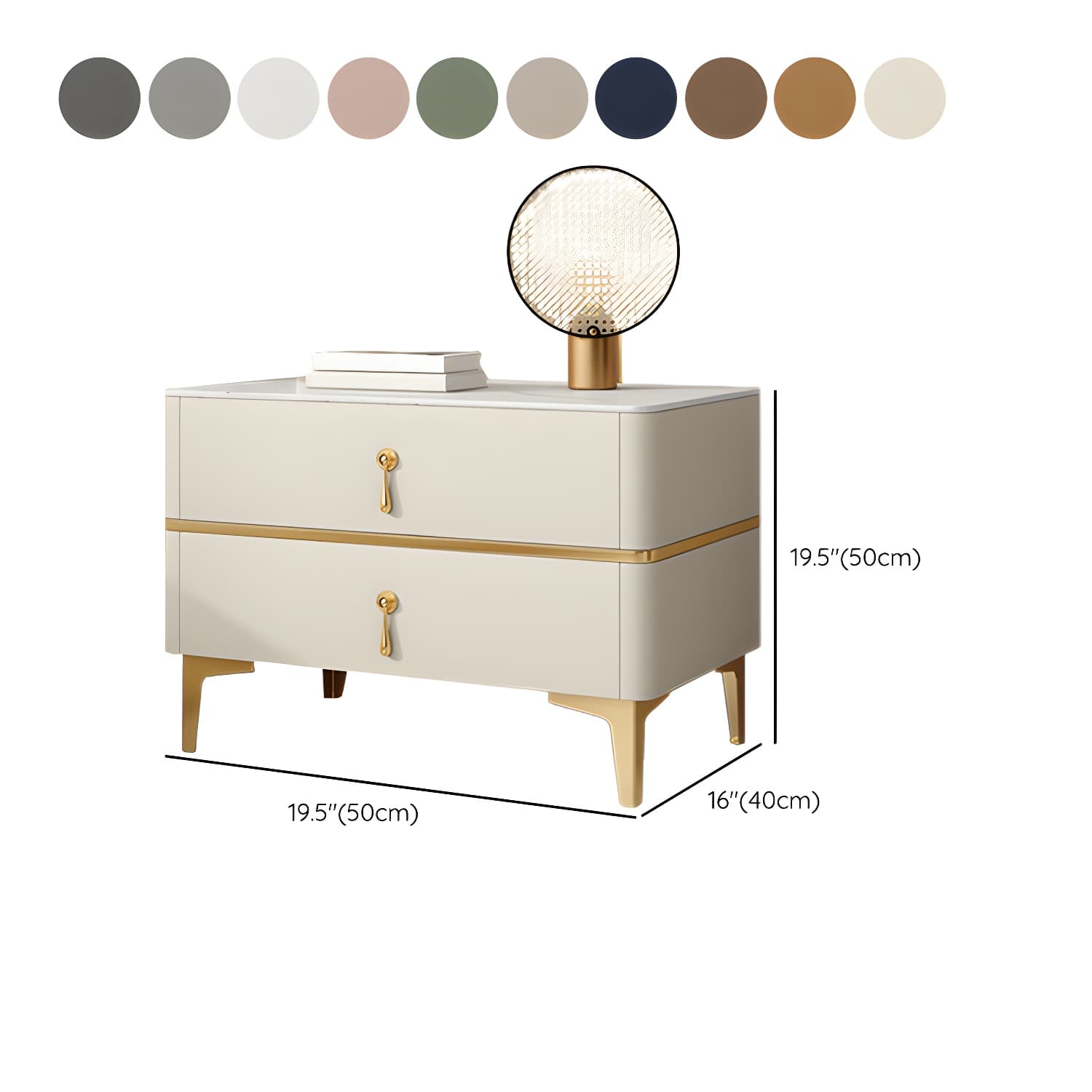 Glam Style Sintered Stone Top 2- Drawer Nightstand with Legs for Bedroom - image 17