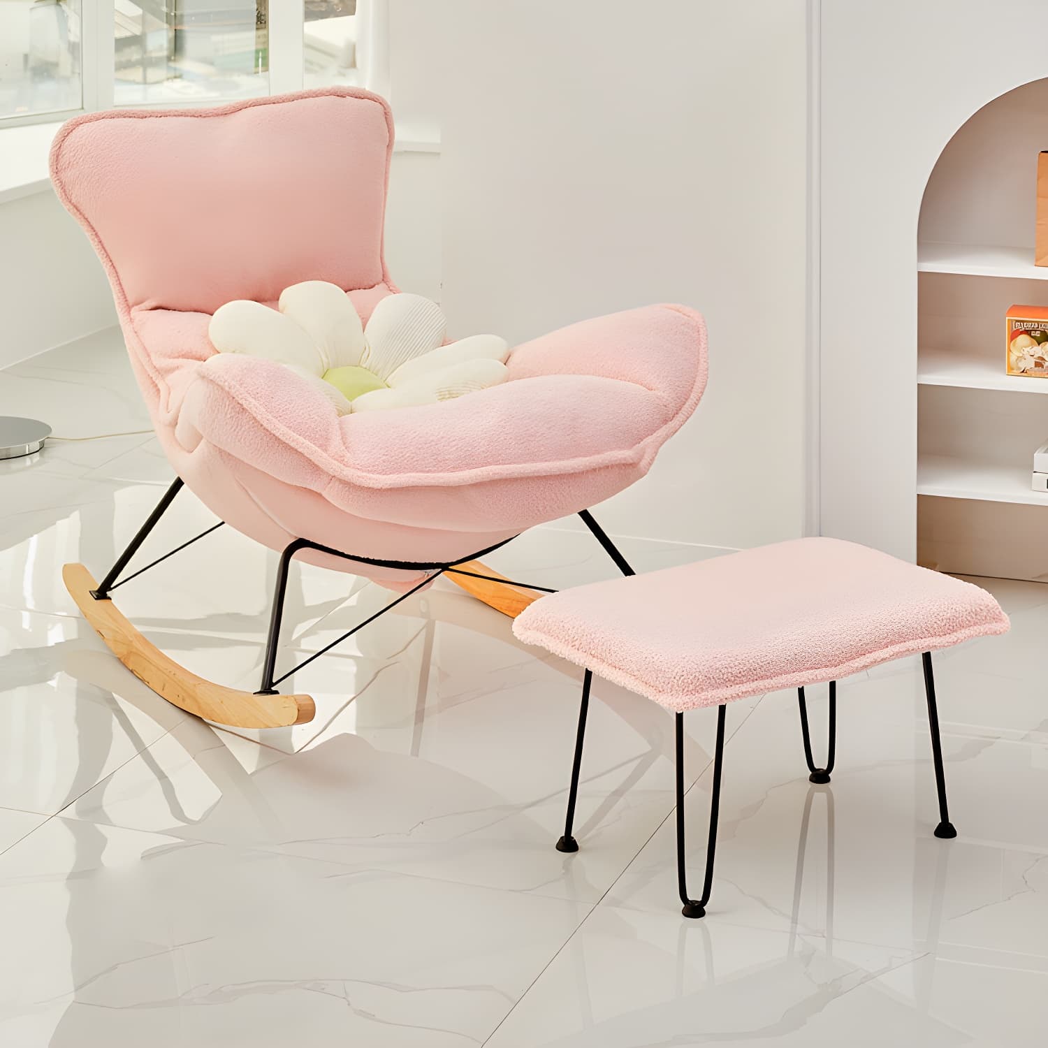 Modern Leather Rocking Chair Removable Cushions Rocker Chair for Drawing Room - image 11