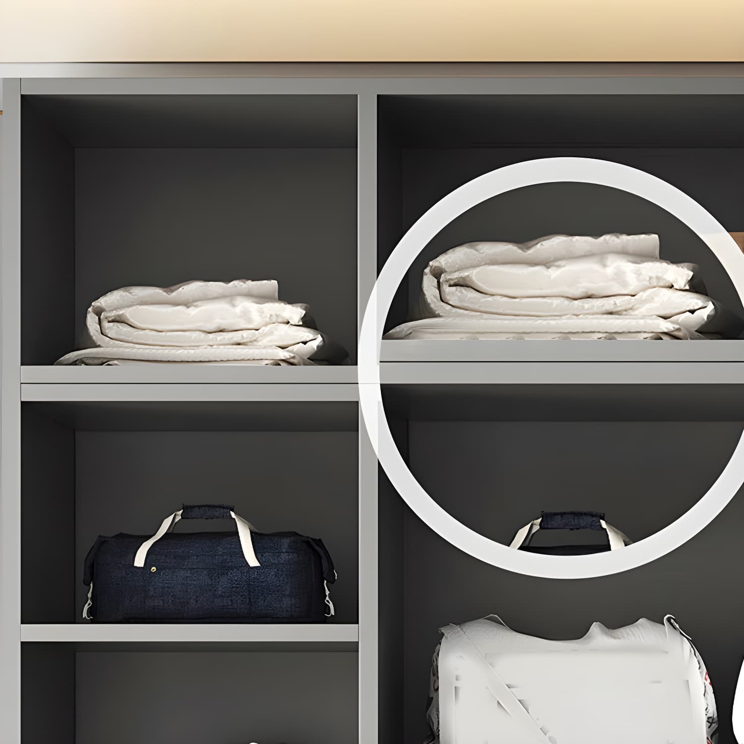 Modern Light Gray Wardrobe Closet Timber Soft Close Drawer Soft Close Door Interior Shelves - image 3