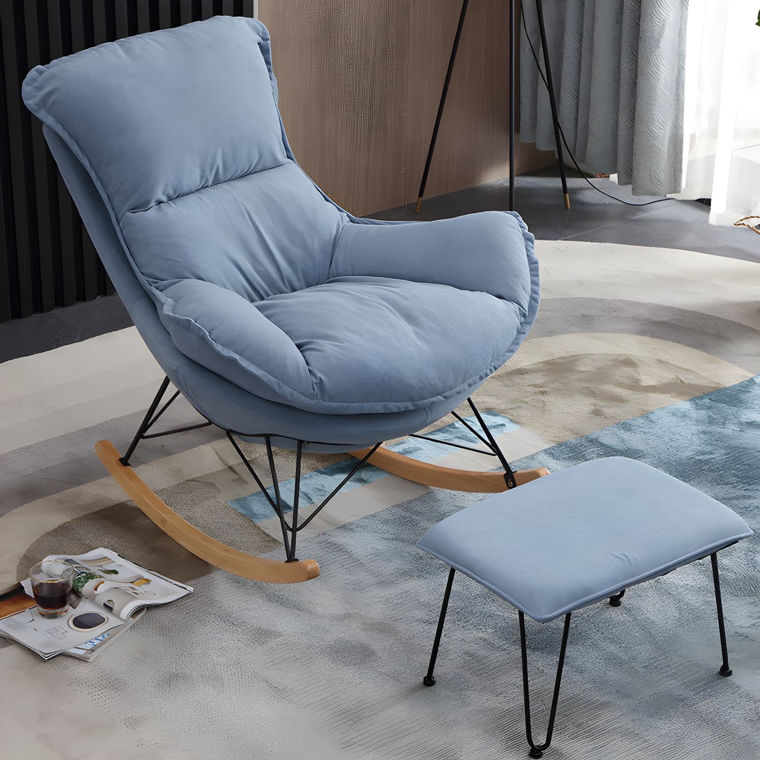Upholstered Rocker Chair Living Room Rocking Chair with Padded Seat - image 13