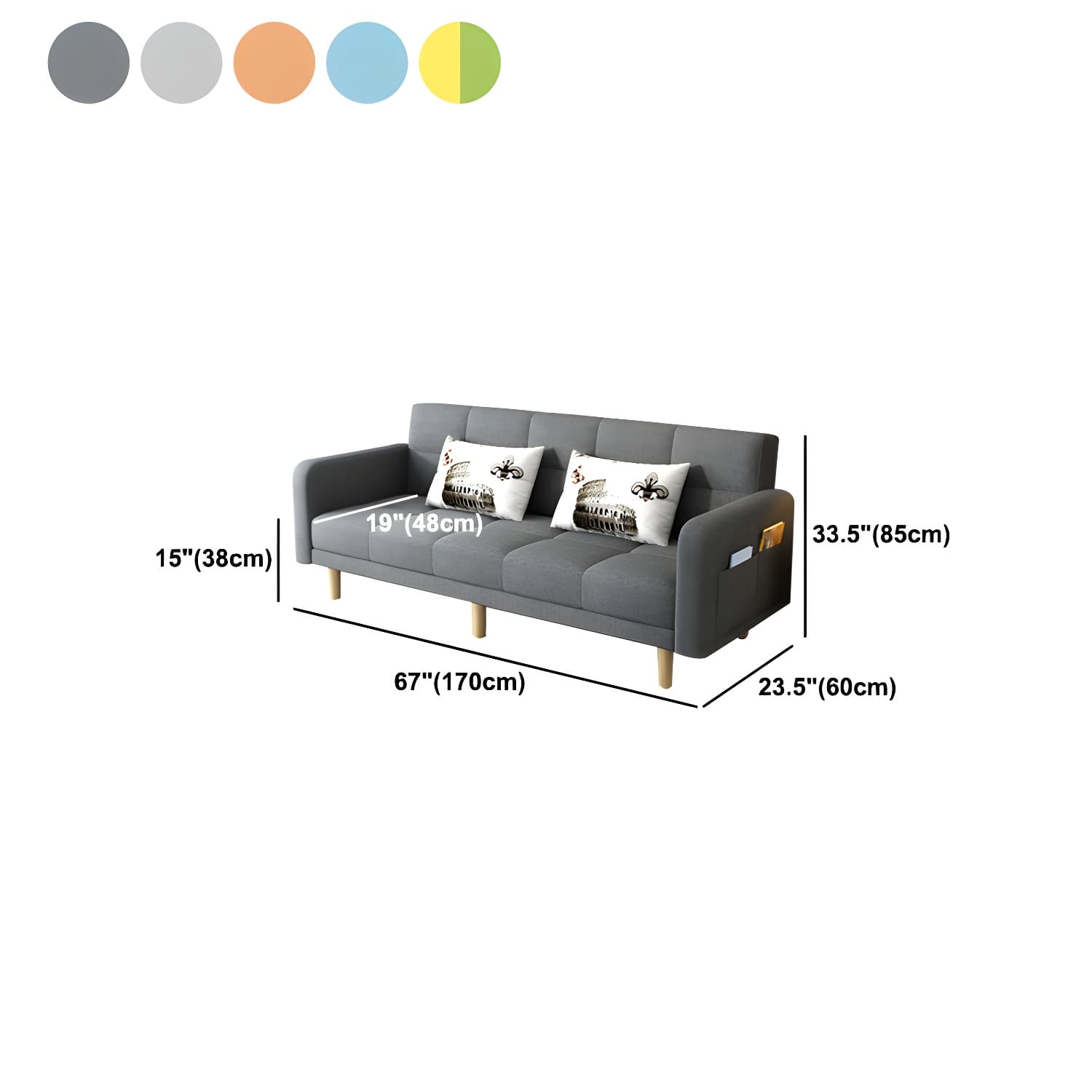 Contemporary Square Arm Sleeper Sofa Biscuit Back Convertible Sofa for Living Room - image 18