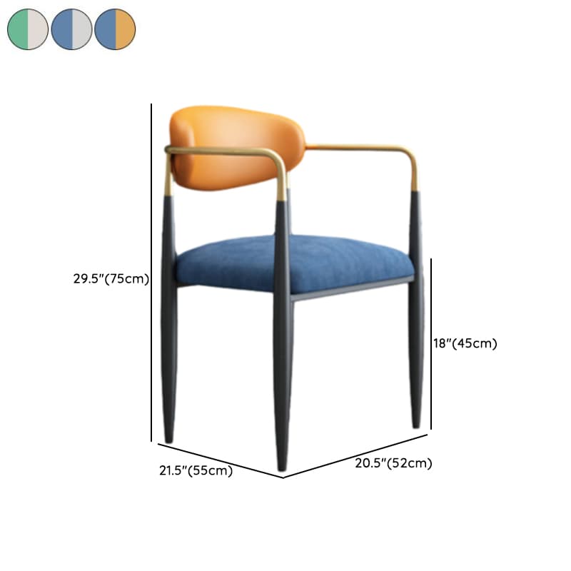 Faux Leather/Velour Upholstered Arm Chair with Arms and Black Legs in a Casual Style - image 17
