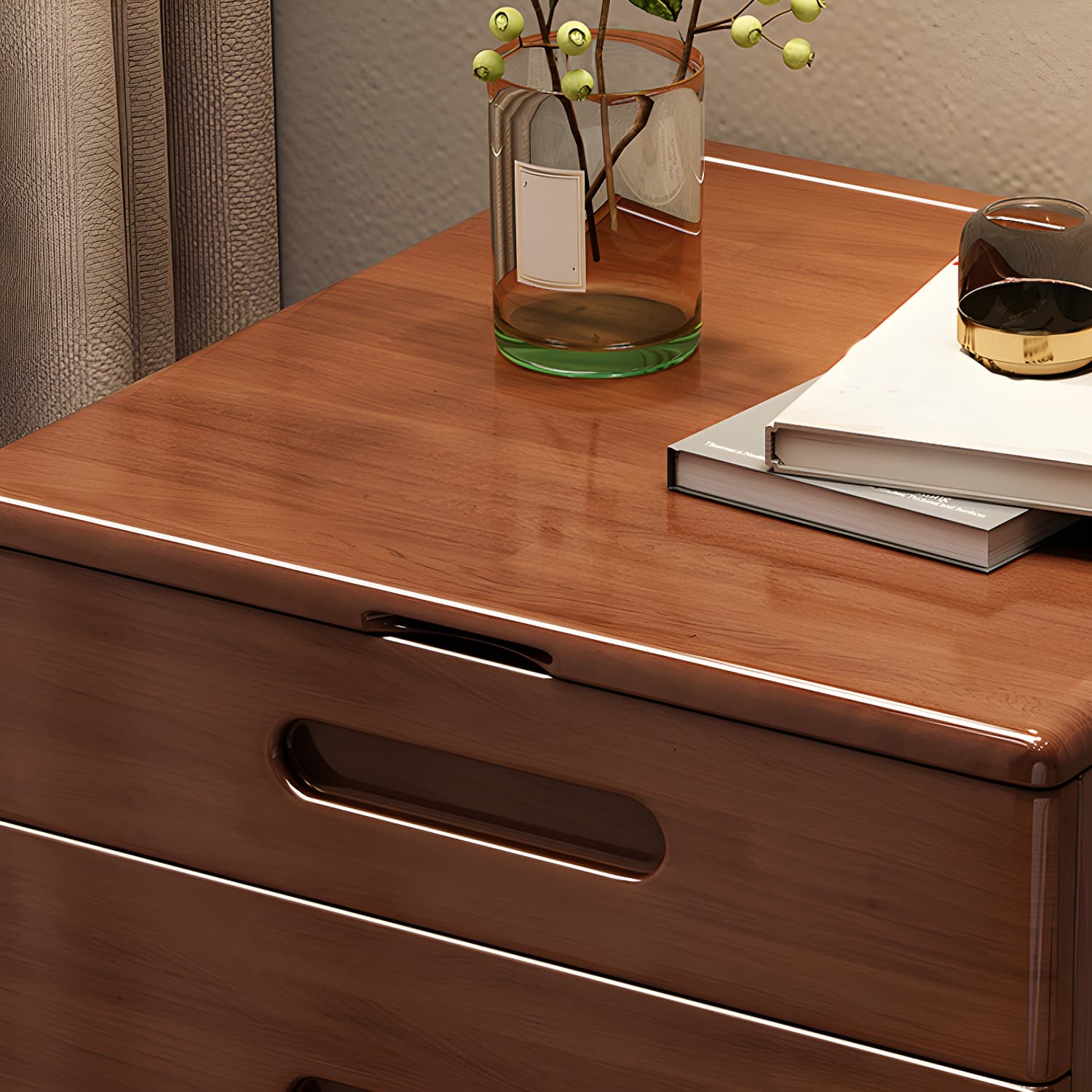 Solid Wood Flip-top Vanity Set Mirrored Vanity Desk Stool Set - image 9
