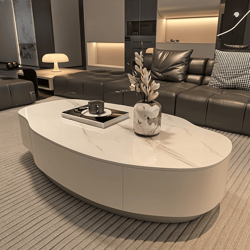 Double Nesting/Single Round/Irregular Accent Table for Living Room with Slate/Glass Tabletop in a Casual Style