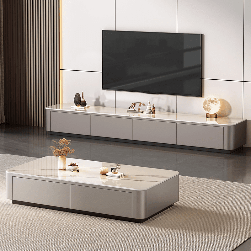 Deco Stone Rectangular TV Stand with Enclosed Storage & 4-Drawer/3 Drawers Parlor - image 8