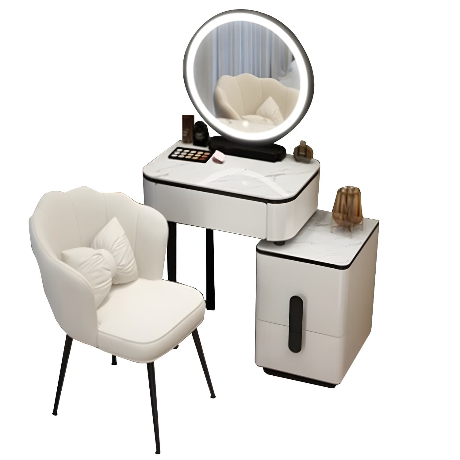 Lighted Mirror Make-up Vanity Luxurious Dressing Table Stool Set - image 14