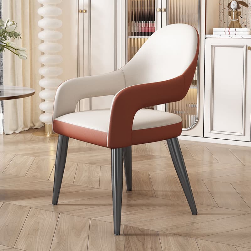 Faux Leather Arm Chair with Standard Back and Metal Legs in Gray for Kitchen & Dining - image 8