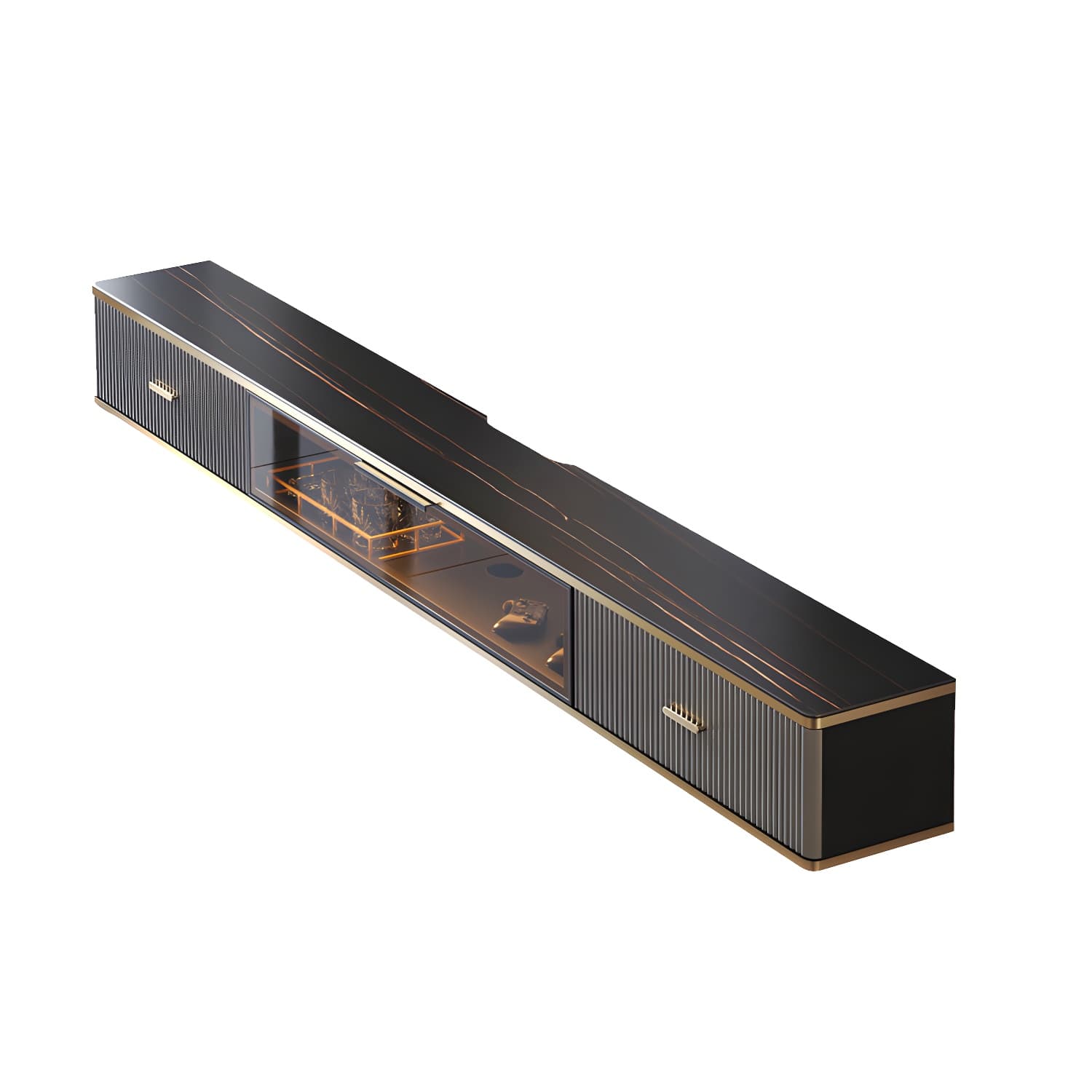 Black Slate TV Cabinet Gorgeous Style Home Wall Mounted TV Cabinet Console - image 11