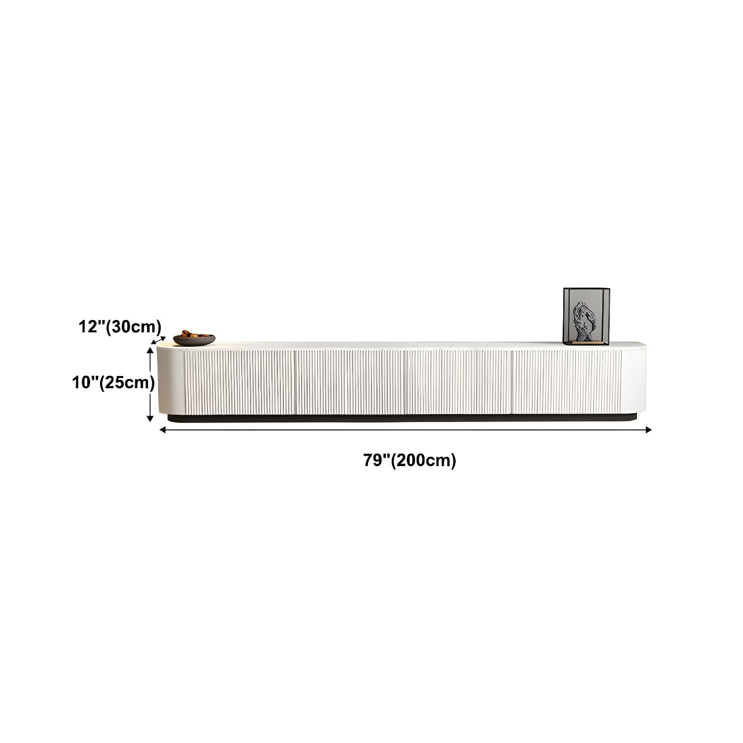 Modern White TV Media Stand 16" W Enclosed Storage Stone TV Stand with Drawers - image 12