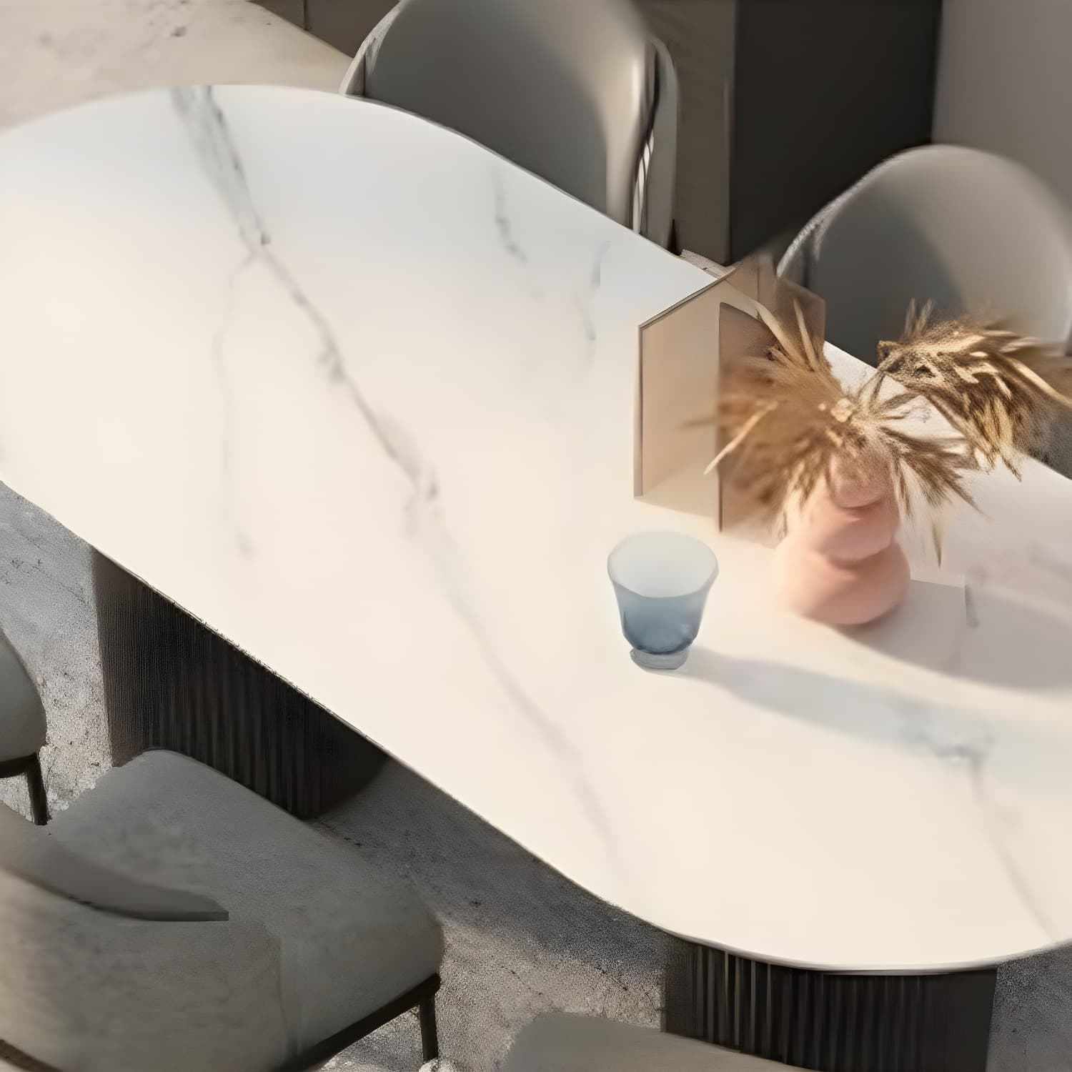 Simplicity Style Oval Dining Table Imitation Marble Home Furniture - image 7