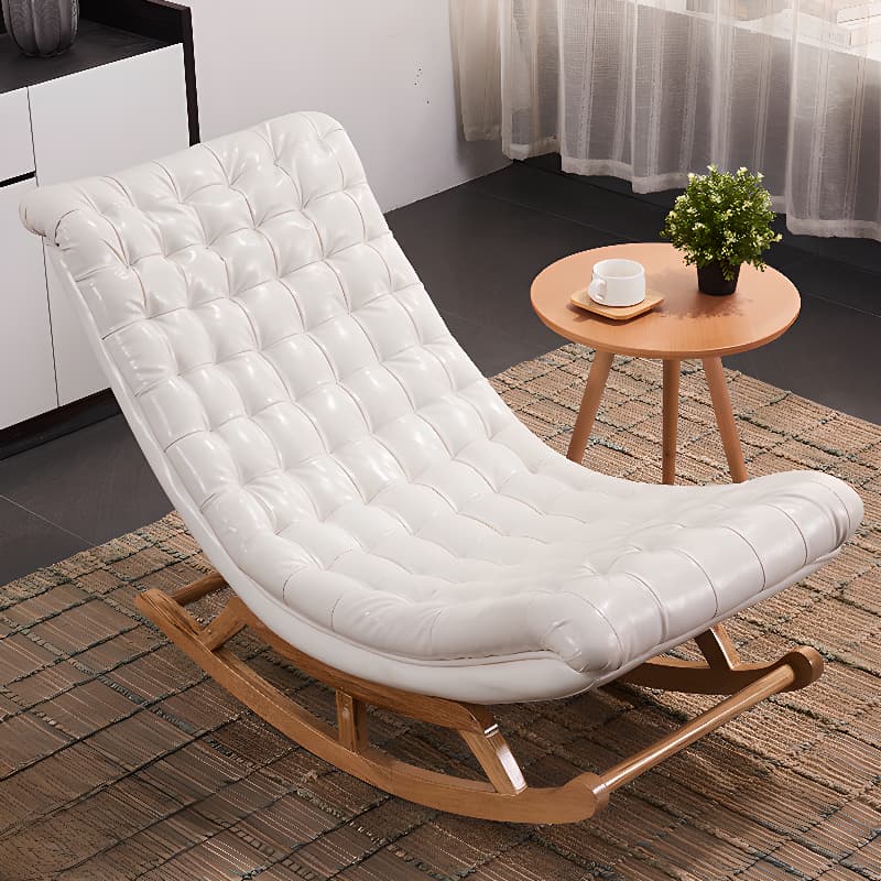 Stationary Ergonomic Rocking Chair with Rear & Ottoman, Green/Yellow/Coffee - image 10