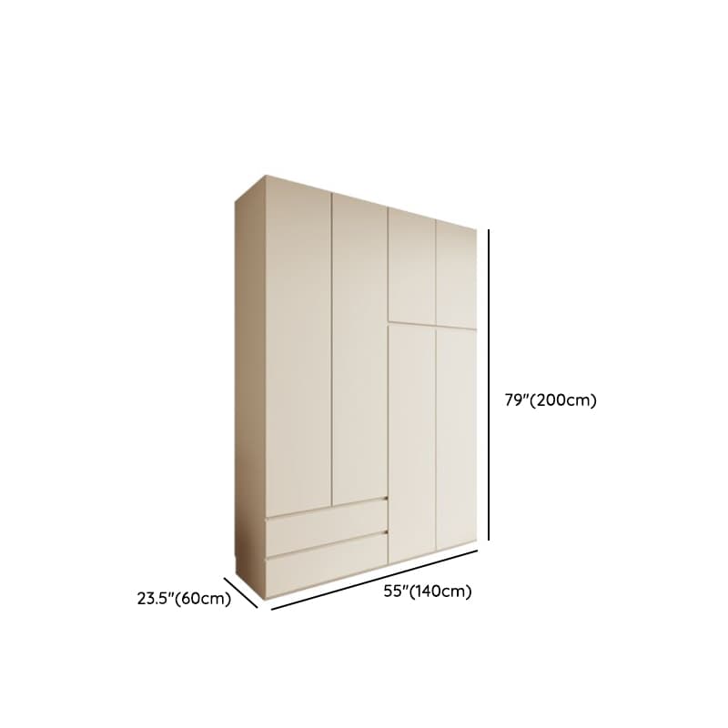 Cream Modern Wood Wardrobe Armoire with Soft Close Drawer and Door, Interior Shelves, and Hanging Rod - image 13