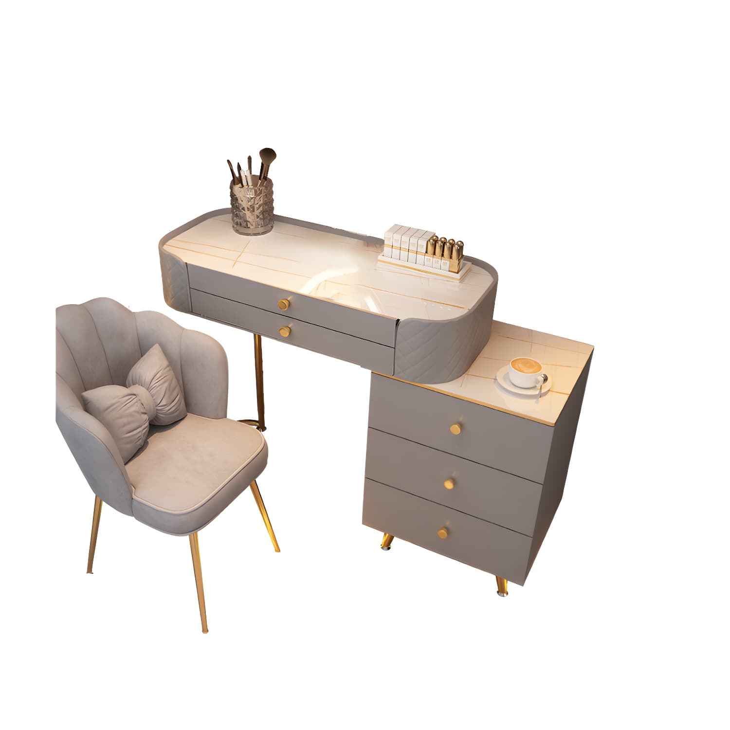 5/6 Drawers & Mirror Jewelry Vanity Desk 30.7" Tall Makeup Vanity Desk - image 17