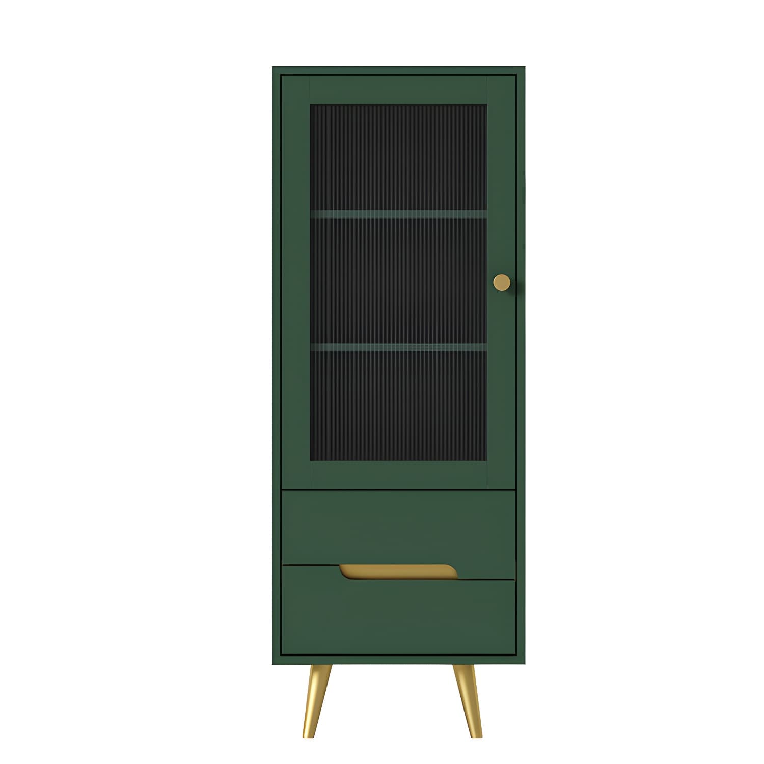 Modern Wooden Accent Cabinet with 2 Drawers and Glass Door Cabinet - image 8