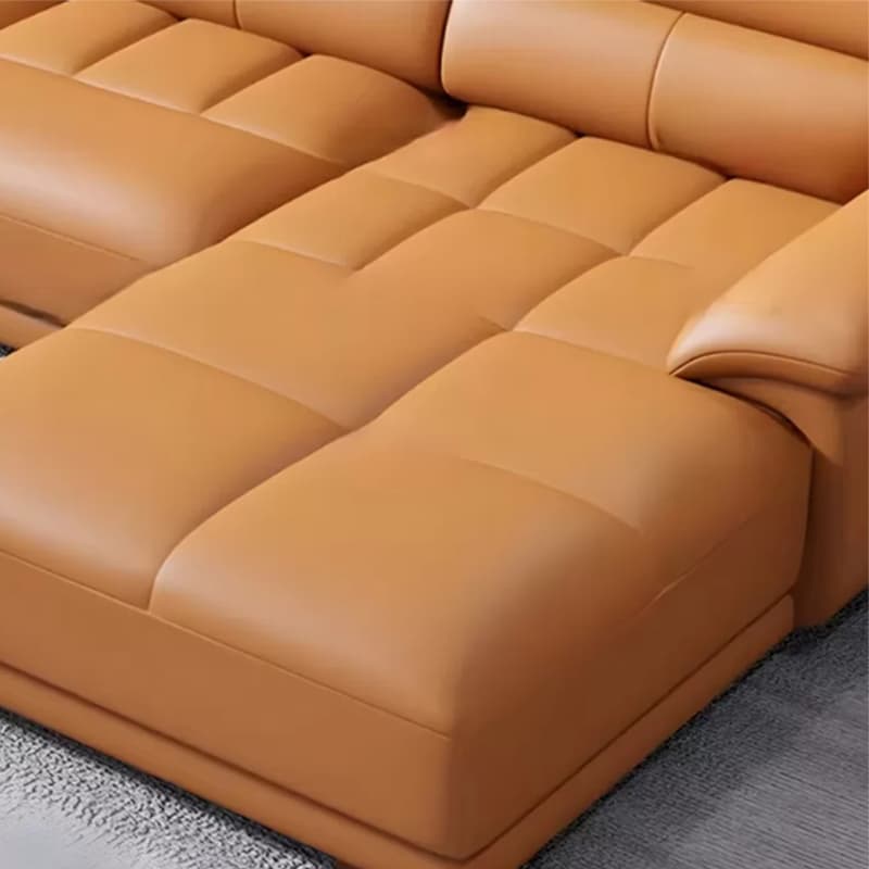 Modern Orange Genuine Leather Sectional Sofa with Wood Frame and Pillow Top Arms - image 7