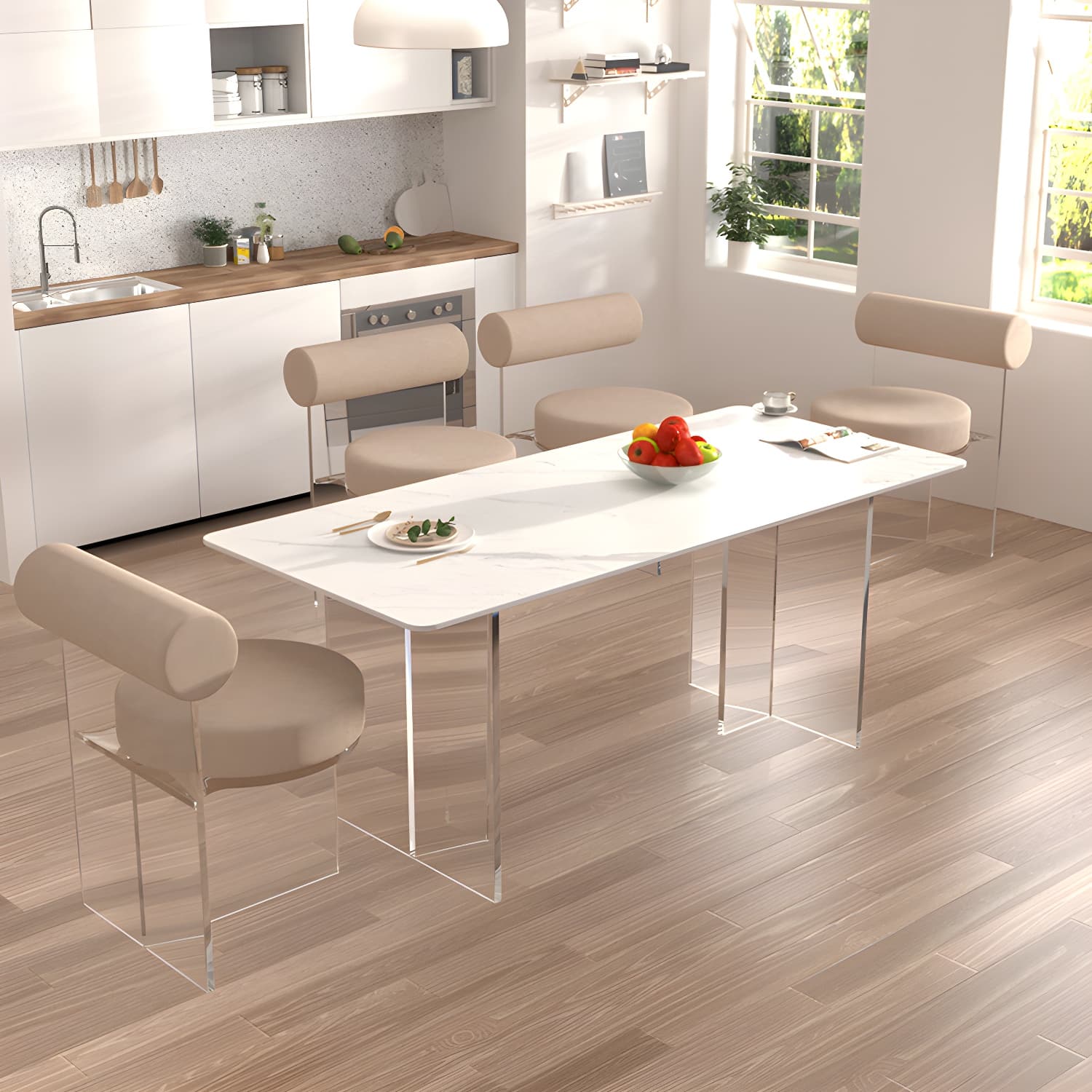 Modern Clear Leg Side Chair with Solid Back and Low Back Heights for Kitchen & Dining - image 12