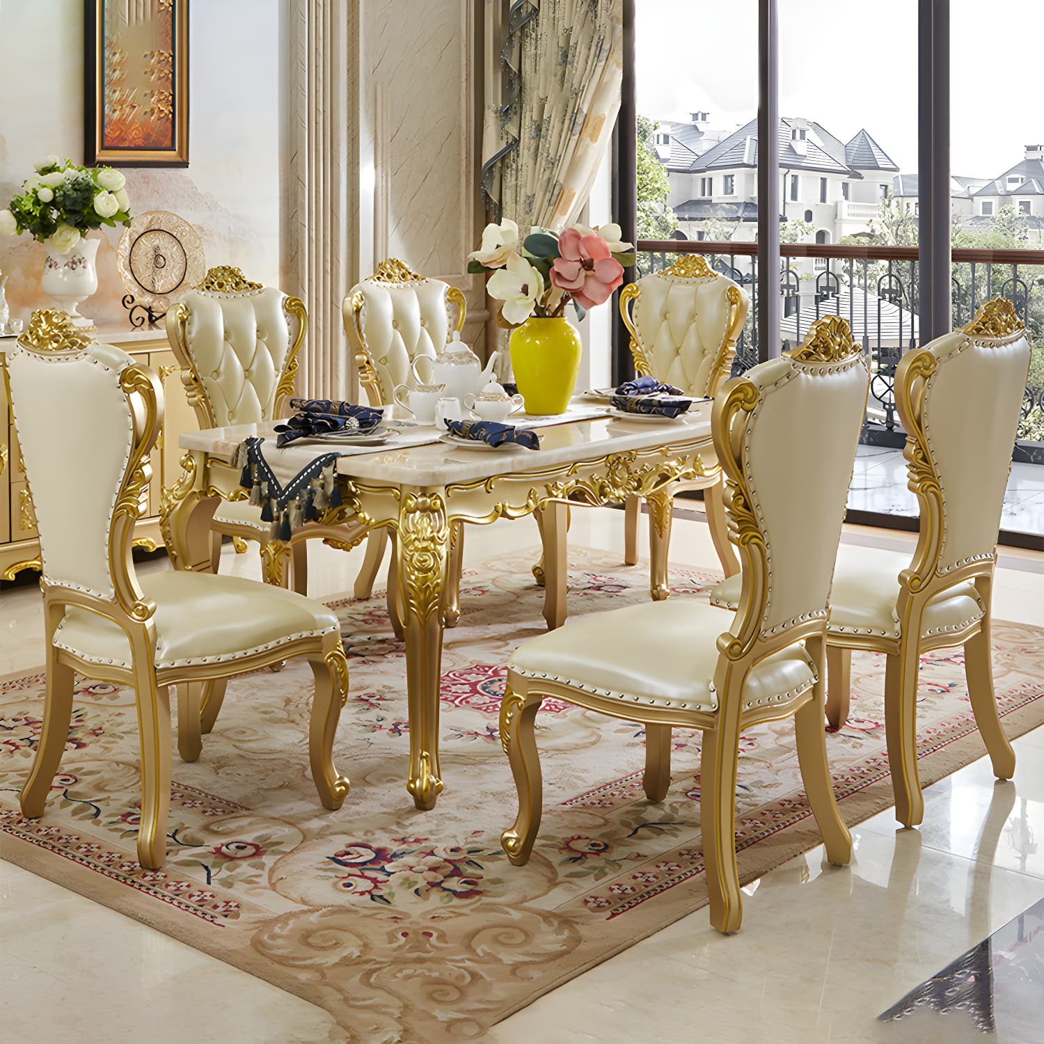 Victoria Rectangle Table Set 1/2/5/7 Pieces Dining Set for Home Use - image 3