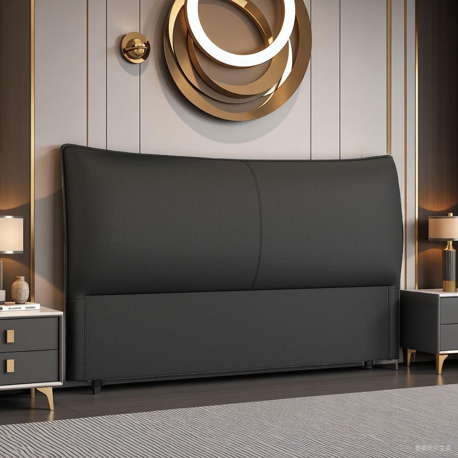 Modish Style Wingback Headboard in Pine Wood with No Distressing, Rectangle Shape for King/Queen/Full Bed, Featuring Sponge Upholstery and Standard Height