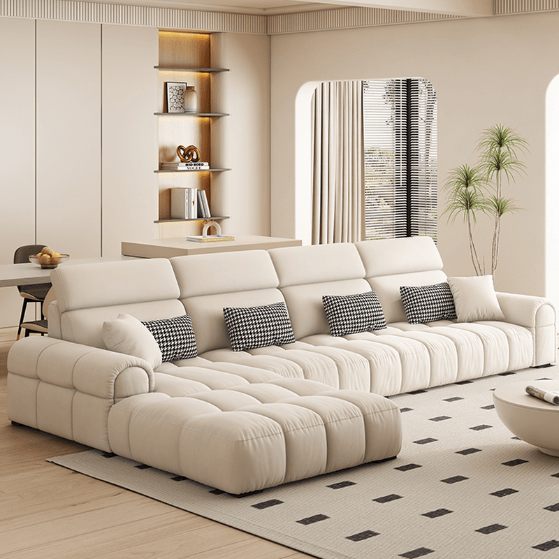 L-Shape/Straight Reversible/Horizontal Concealed Support Sofa Recliner/Sofa with Round Arm & Pine Frame