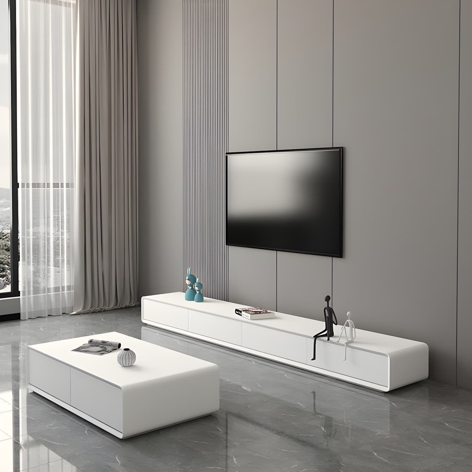 16 - Inch D White TV Console with Glide Drawer Included , Contemporary TV Stand - image 9
