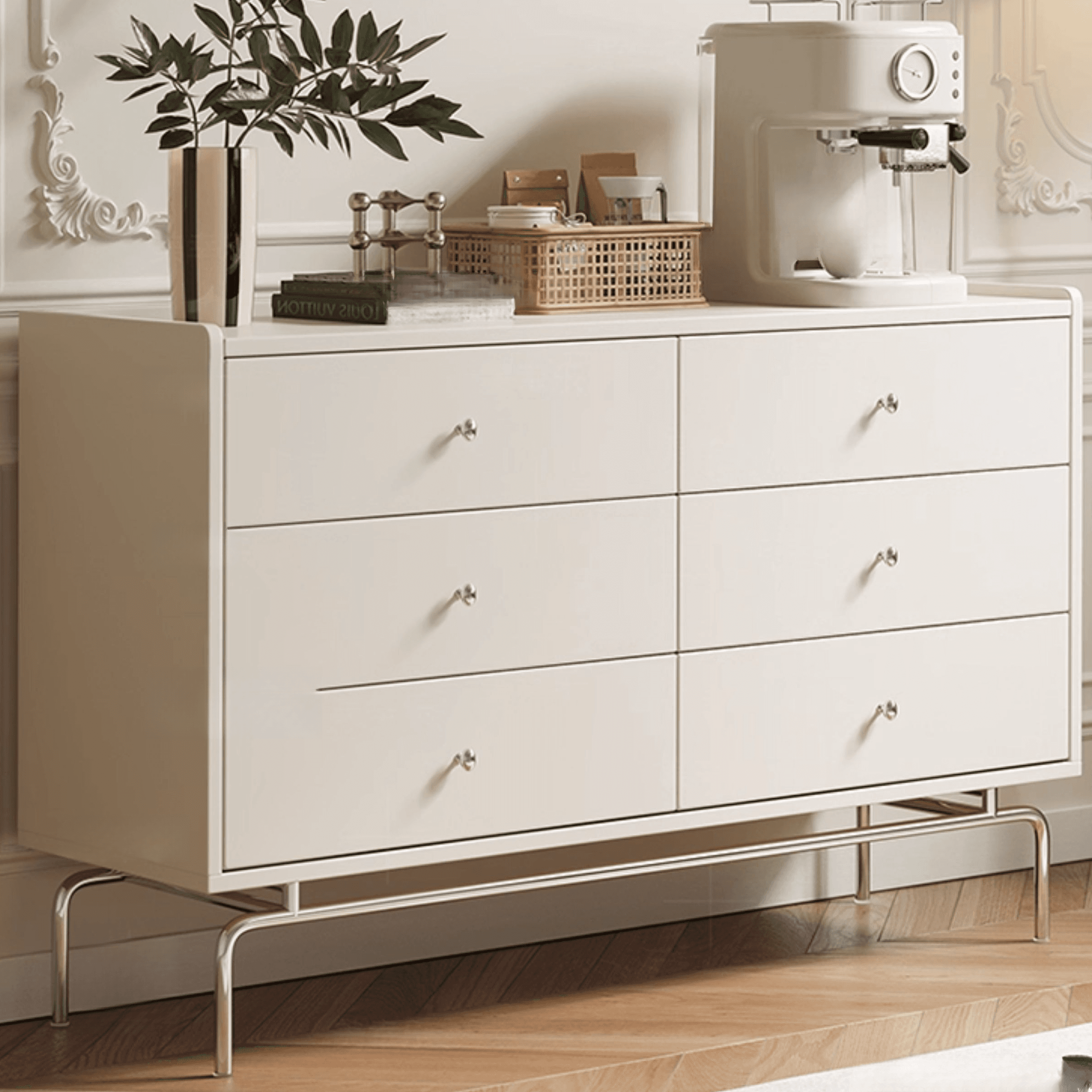 Casual Composite Wood Console Dresser with 6 Drawers, Horizontal Design - image 5