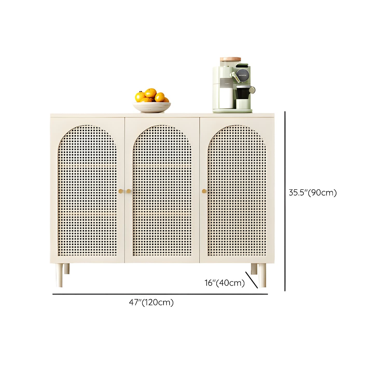 Modern White Engineered Wood Shelves Included Sideboard with Cabinets and Doors - image 14