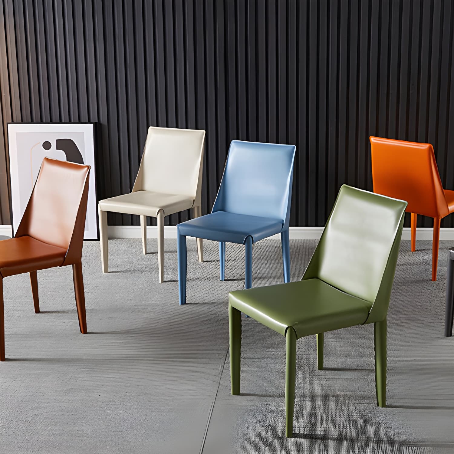 Designer Style Restaurant Saddle Leather Side Chair Matte Finish Parsons Dining Chair - image 21