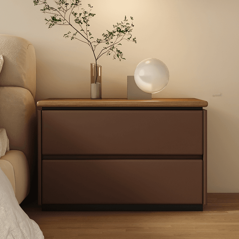 Modish 2 Tiers Drawer Storage Bedside Table with Laminate Countertop
