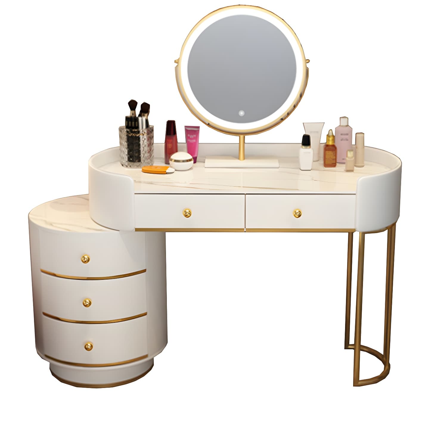 Lighted Mirror Makeup Counter Bedroom Makeup Vanity Desk Table with Drawer - image 14