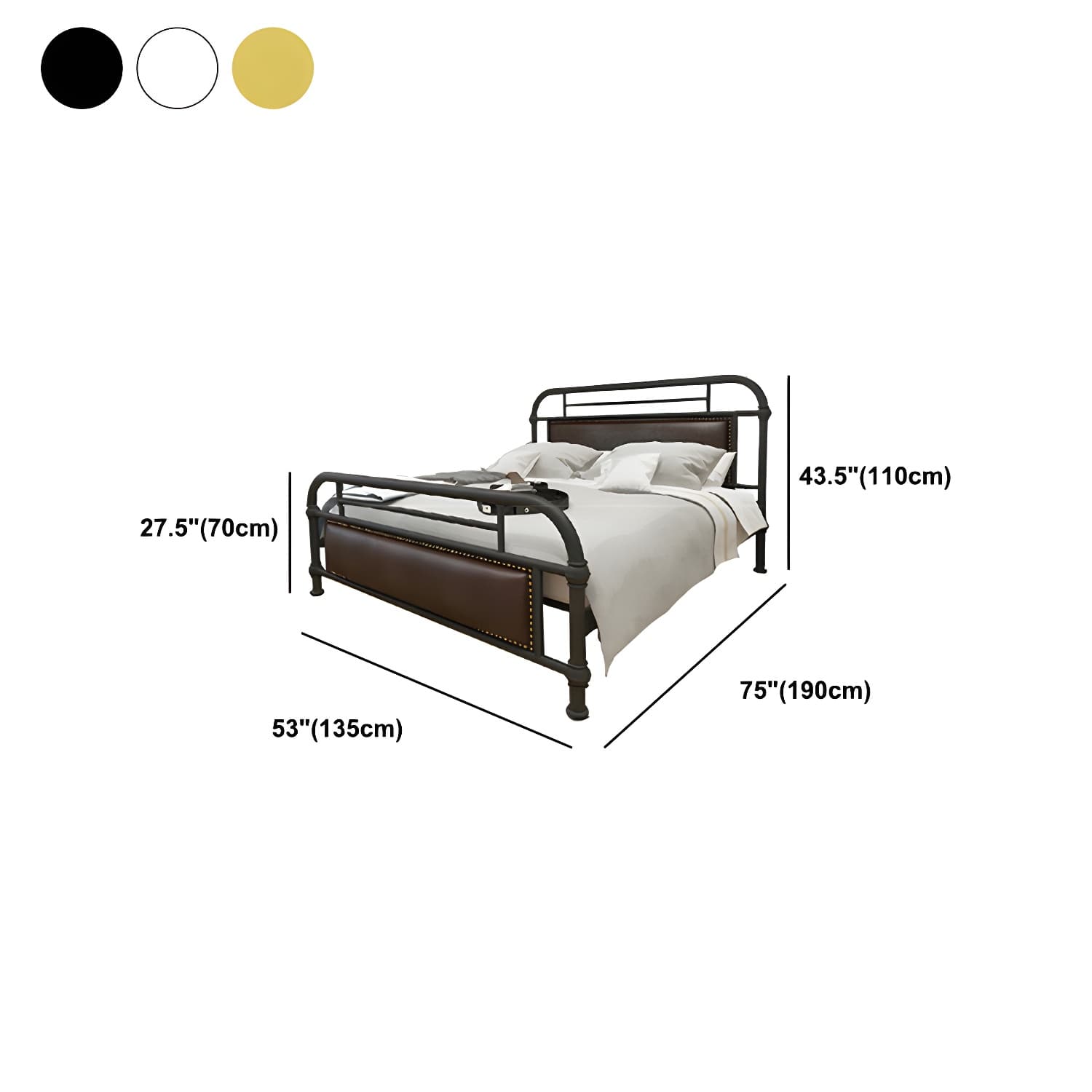 Industrial Nailhead Upholstered Bed Frame Metal 43.3" Tall Bed - image 13