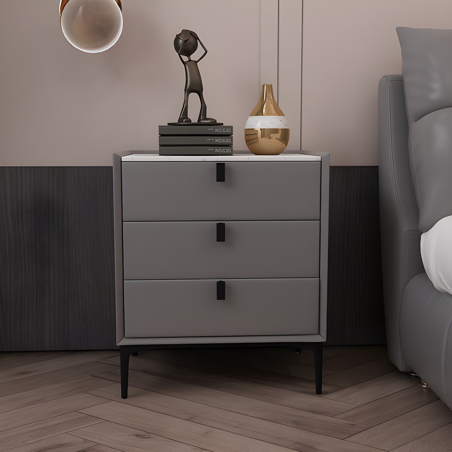 3 Drawers Solid Wood Nightstand Contemporary Night Table ,24" Tall - image 14