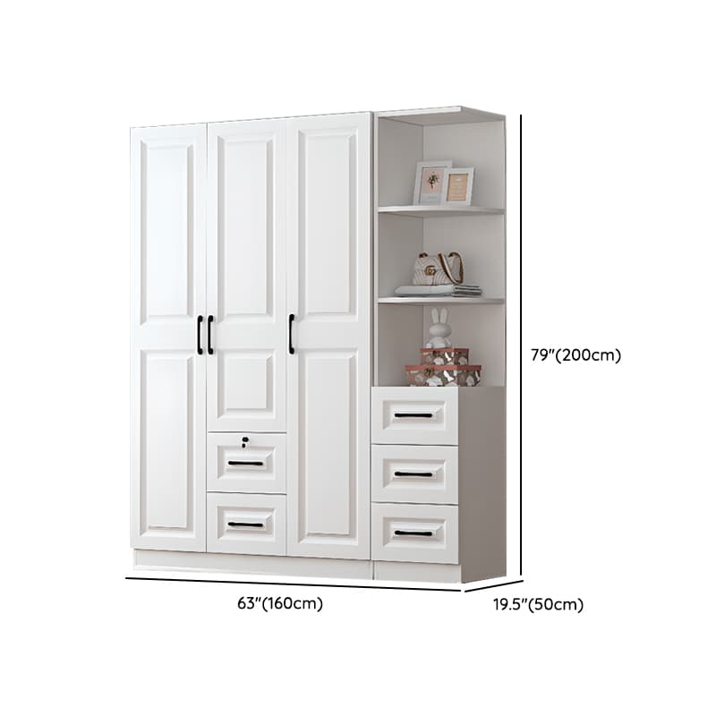 Sleek White Nordic Wooden Detached Almirah with Soft Close Drawers, Doors, and Clothing Rod - image 26