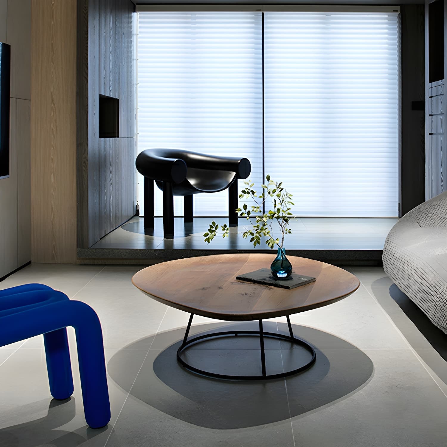 Modern Free Form Wood Coffee Table with Black Metal Frame - Storage Not Included - image 5