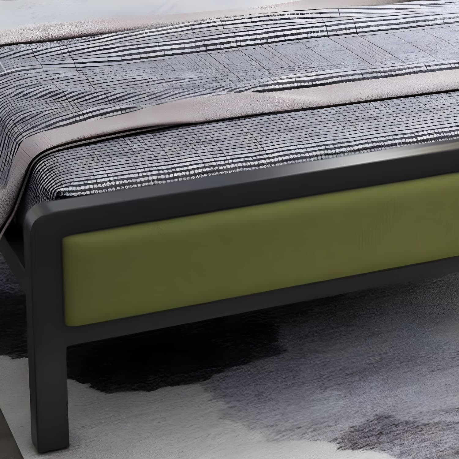Contemporary Metal Standard Bed, Panel Rectangular Headboard Bed - image 8