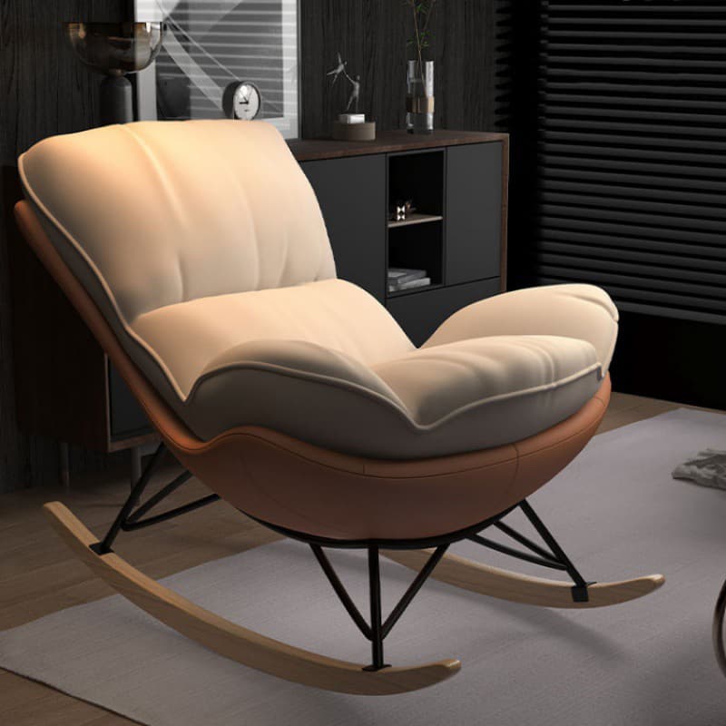 Stylish Upholstered Indoor Rocking Chair with Natural Wood Legs - image 10