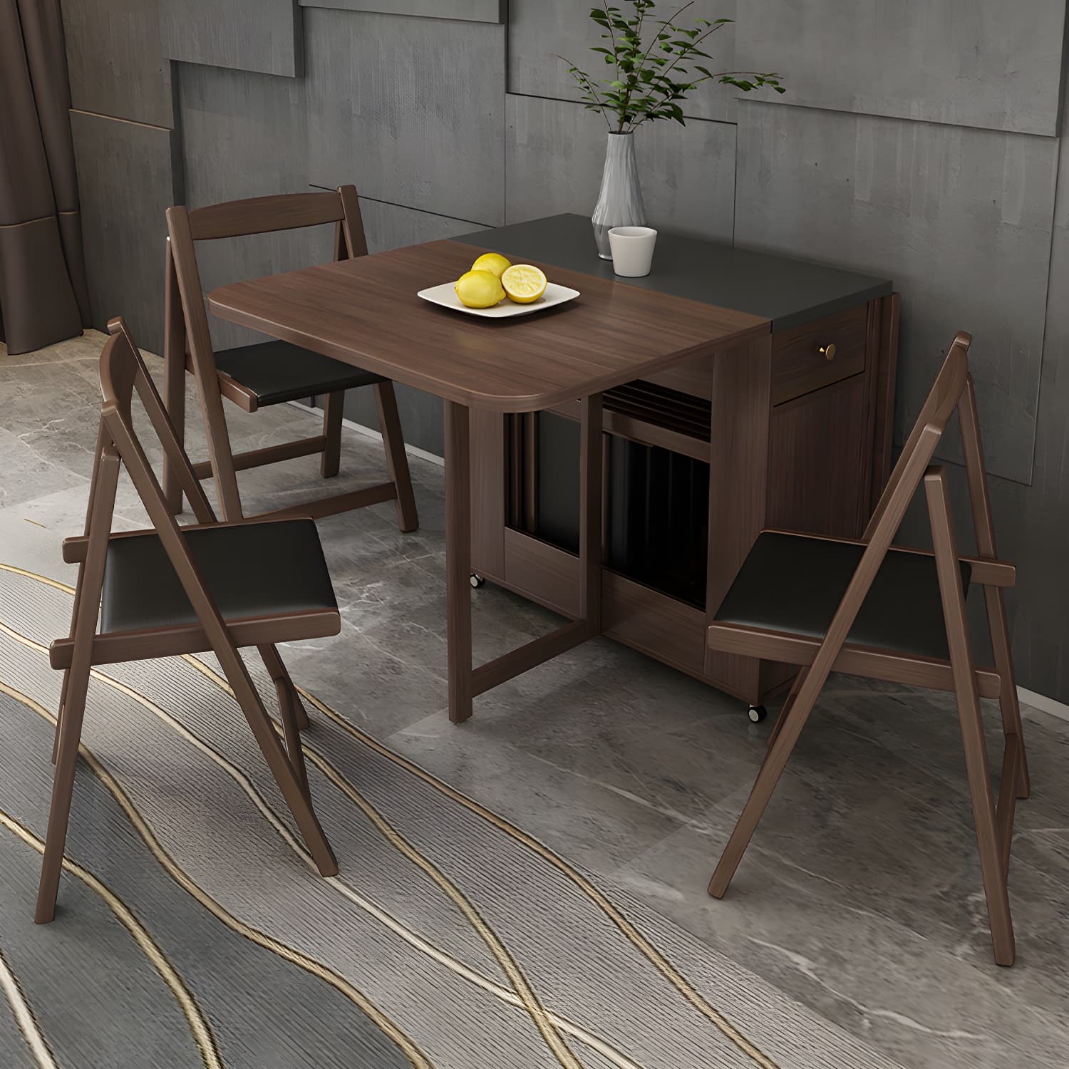 3/5/7 Pieces Modern Folding Solid Wood Multi Purpose Dining Set for Home - image 8