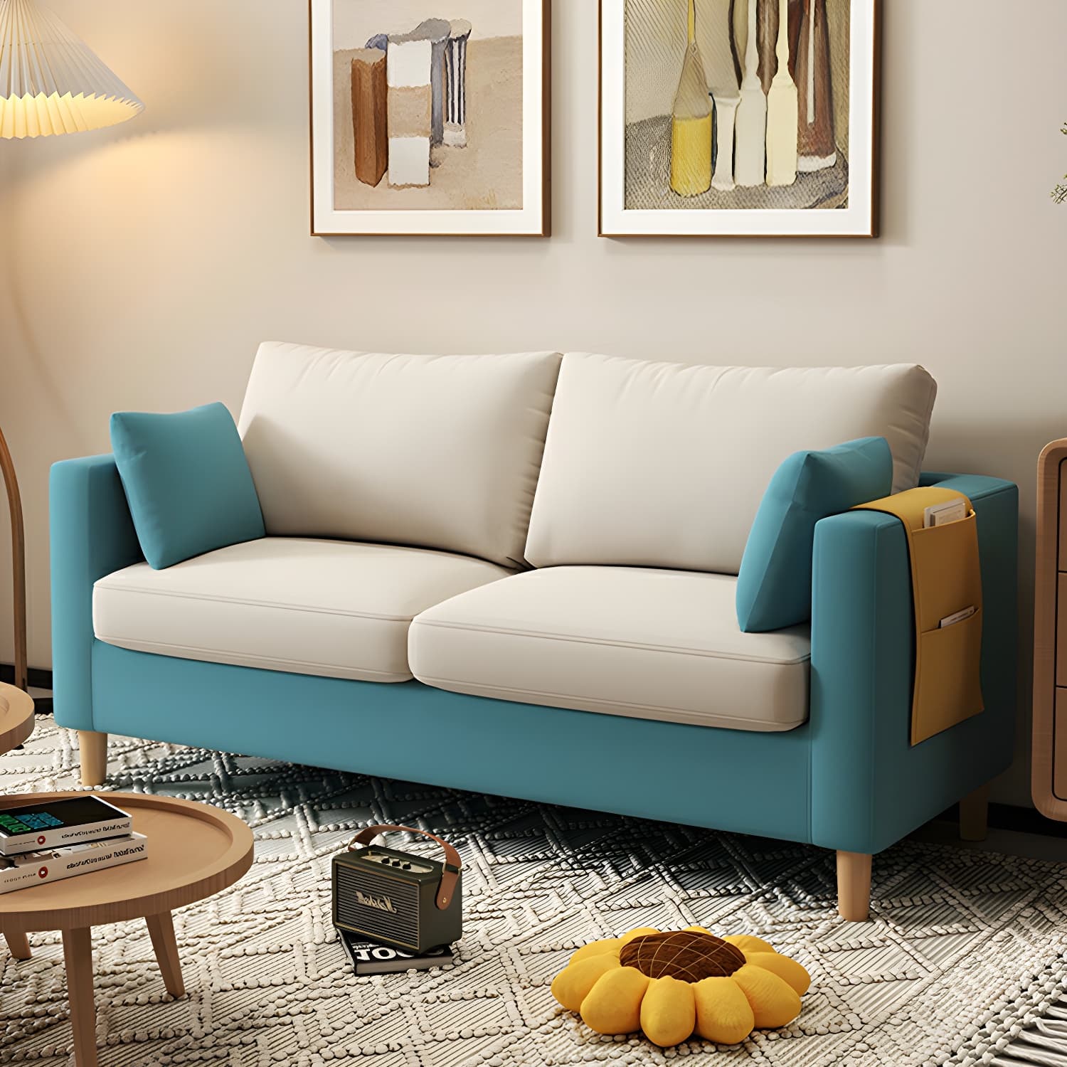 Contemporary Square Arm Loveseat with Machine Washable Cover and Pillows - image 16