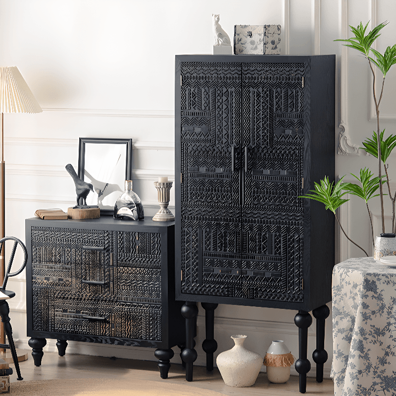 Old School Detached Natural Wood Utility Cabinet with Turned Leg for Parlor - image 3